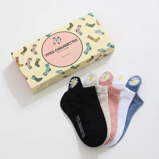 Lot de 5 Chaussettes Languette Fleur Enfants