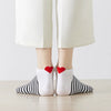 Chaussettes basses à rayures en coton à motif cœur