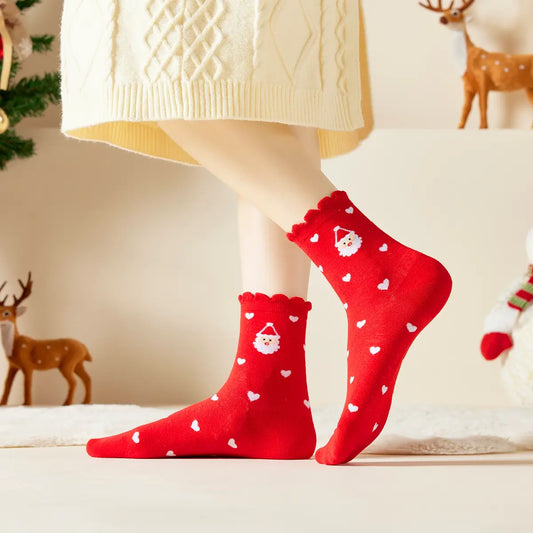 Christmas Heart & Ruffle Socks