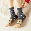 Chaussettes hautes de Noël, motif Ours et petits coeur, fond gris