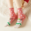 Chaussettes hautes de Noël, motif Renne de Noël et petits coeur, fond rose