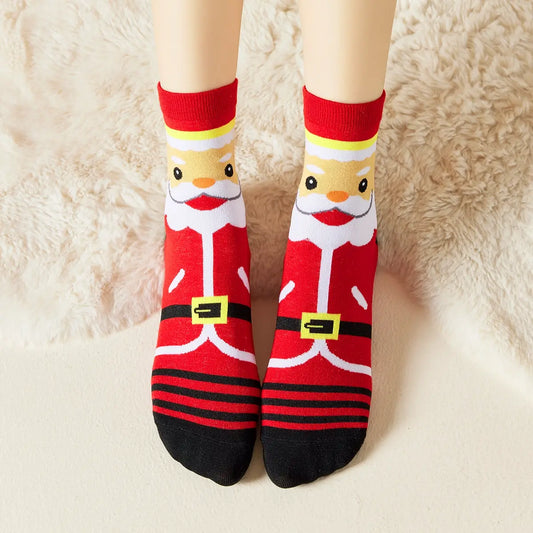 Chaussettes de Noël motif costume de Père Noël coloris rouge