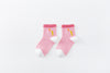 Chaussettes montantes, fond rose, motifs  licornes. Pour bébé et enfant (du 12 mois au 12 ans).