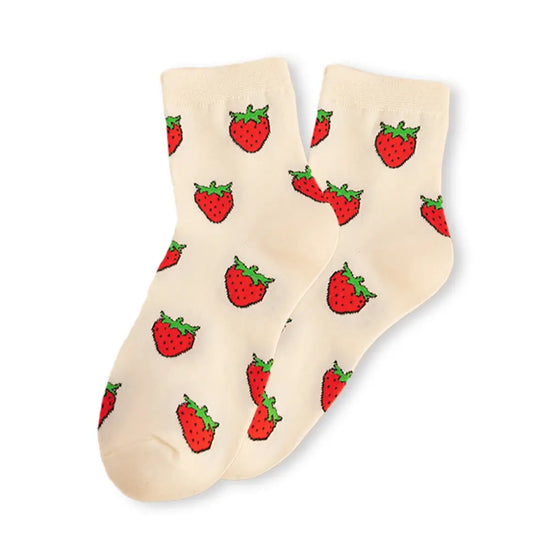 Chaussettes fraises longues en coton à motif fruit pour adultes | Chaussettes douces et confortables | Fabriquées à partir de matériaux de haute qualité | Un cadeau parfait