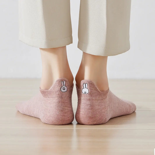 Chaussettes roses en coton à languette lapin pour femme | Chaussettes confortables et élégantes | Idéales pour le quotidien ou les occasions spéciales | Disponibles en plusieurs couleurs