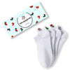 Coffret de 4 chaussettes blanches motif de noël, languette brodée : Père Noël, bonhomme de neige, flocon, sapin
