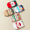 Lot de 5 chaussettes hautes de Noël coeur, motifs Père Noël, Renne, Bonhomme de Neige et Ours