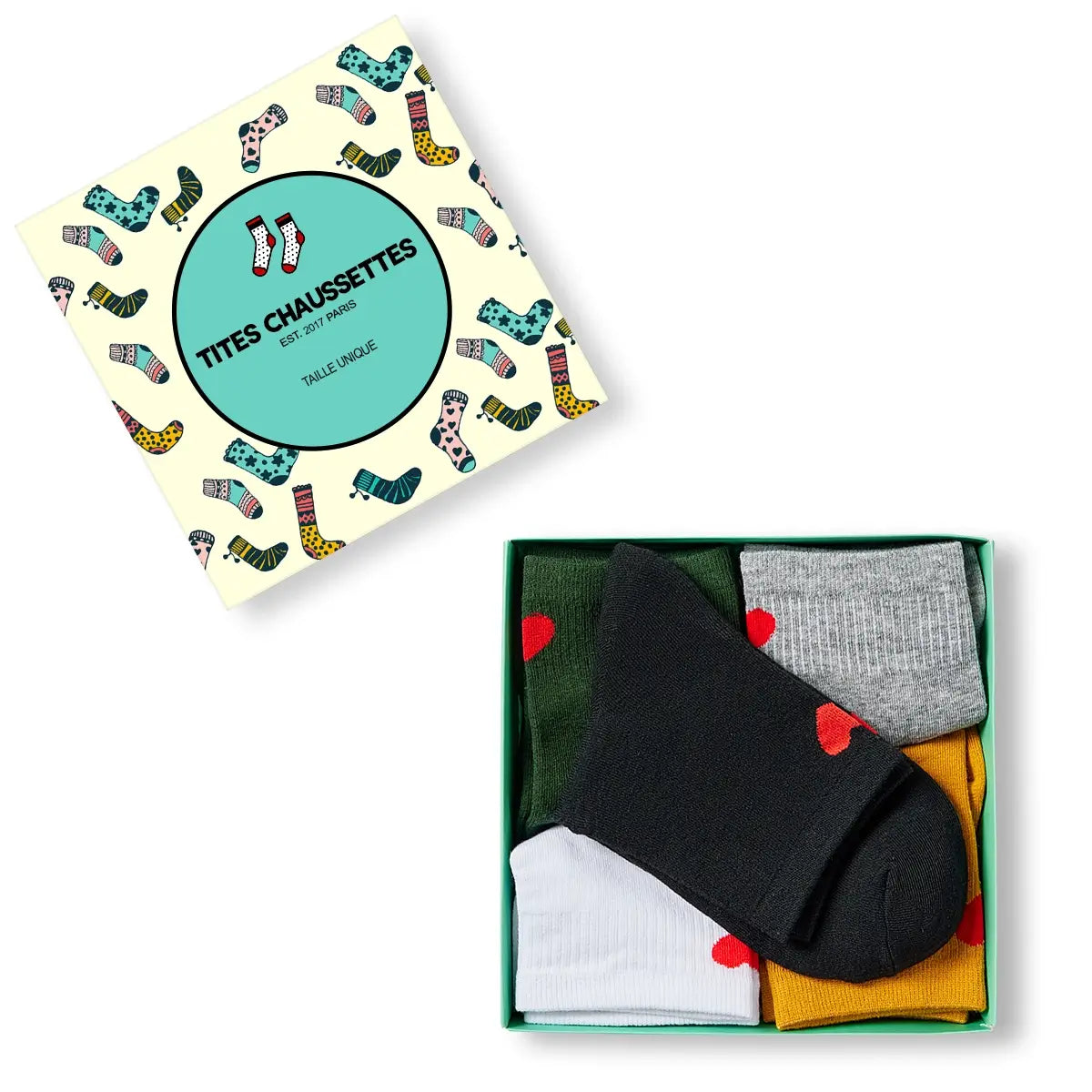Lot de 5 chaussettes hautes avec cœur rouge brodé au talon
