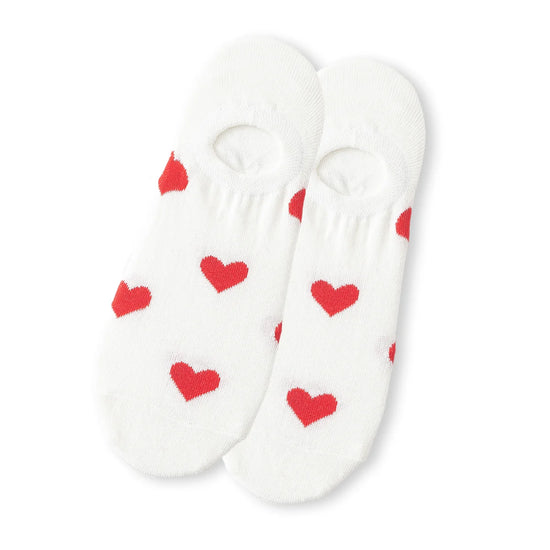 Chaussettes en coton à motif cœur rouge pour femme