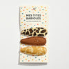 Lot de 3 barrettes tissu marron