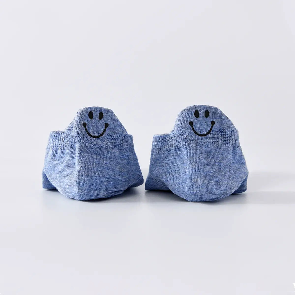 Chaussettes bleu en coton à languette Happy à motif smiley pour femme | Chaussettes douces et respirantes | Un cadeau parfait pour les femmes de tous âges | Disponibles à un prix abordable.