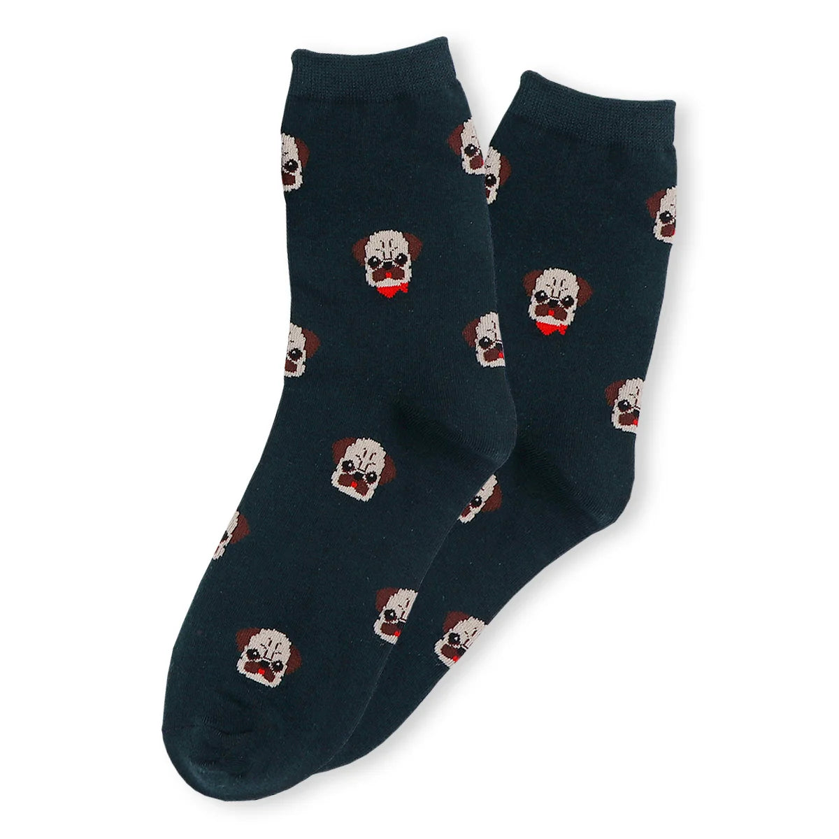 Chaussettes adultes en coton bleu avec des têtes de bulldog dessus | Chaussettes douces et respirantes | Un excellent choix pour les adultes qui aiment les dalmatiens |