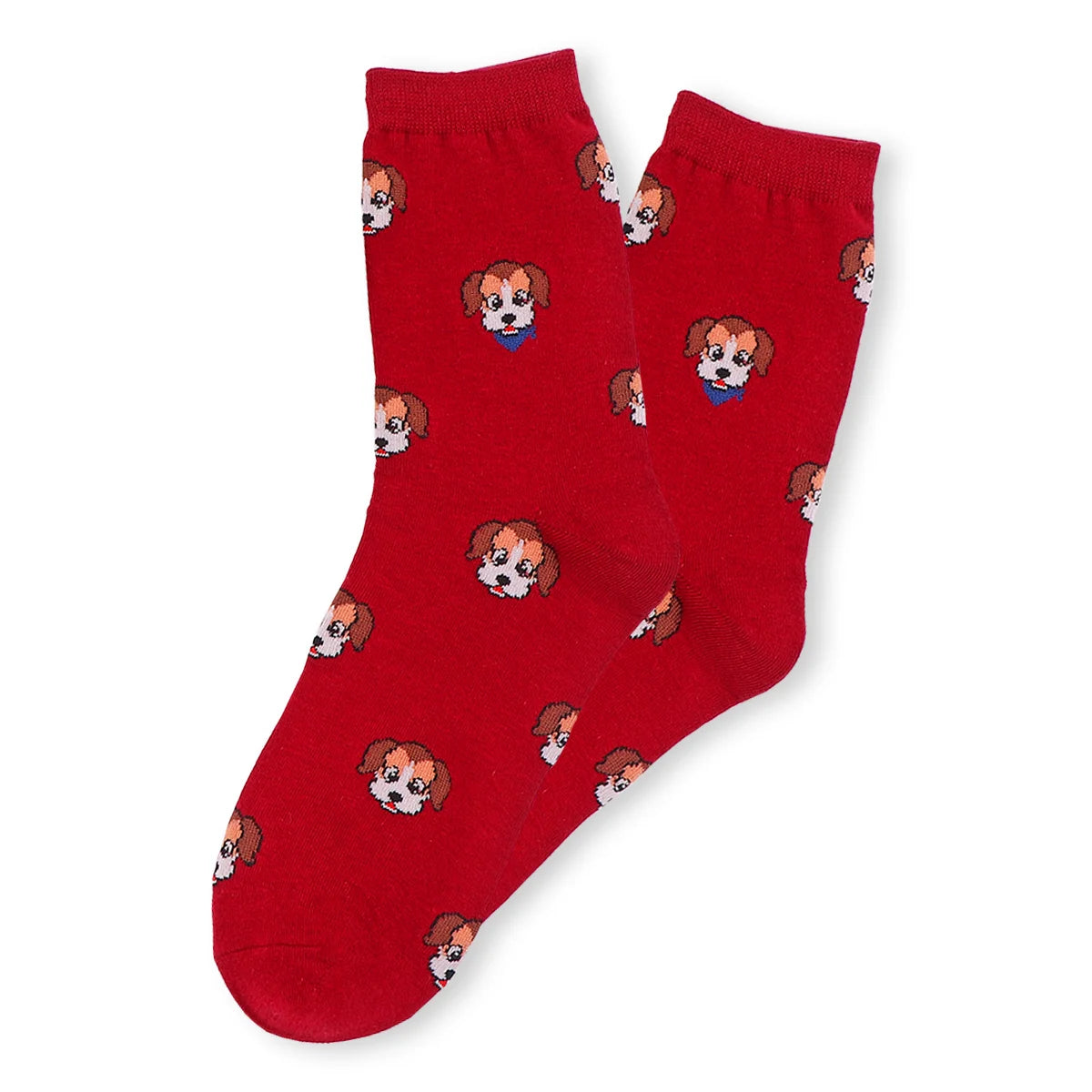 Chaussettes adultes en coton rouge avec des têtes de golden dessus | Chaussettes douces et respirantes | Un excellent choix pour les adultes qui aiment les dalmatiens |