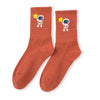 Chaussettes orange adultes en coton représentant des petits astronautes | Chaussettes abordables et de haute qualité | Un excellent choix pour les adultes qui aiment l'espace et les astronautes