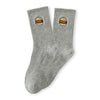 Chaussettes gris adultes en coton avec un burger brodé | Chaussettes abordables et de haute qualité | Un excellent choix pour les adultes qui aiment la nourriture et les burgers |