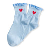 Chaussettes longues bleues adultes en coton avec dentelles et cœur sur le côté | Chaussettes douces et respirantes | Un excellent choix pour les adultes qui aiment les cœurs et les dentelles |