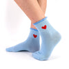 Chaussettes longues bleues adultes en coton avec dentelles et cœur sur le côté | Chaussettes douces et respirantes | Un excellent choix pour les adultes qui aiment les cœurs et les dentelles |