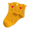 Chaussettes longues jaunes adultes en coton avec dentelles et cœur sur le côté | Chaussettes douces et respirantes | Un excellent choix pour les adultes qui aiment les cœurs et les dentelles |
