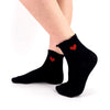 Chaussettes longues noires adultes en coton avec dentelles et cœur sur le côté | Chaussettes douces et respirantes | Un excellent choix pour les adultes qui aiment les cœurs et les dentelles |