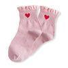 Chaussettes longues roses adultes en coton avec dentelles et cœur sur le côté | Chaussettes douces et respirantes | Un excellent choix pour les adultes qui aiment les cœurs et les dentelles |