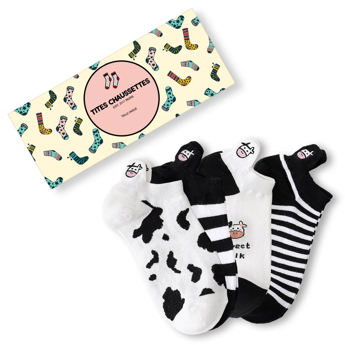 Chaussettes Fantaisie Motif Vache Et Animaux Ferme - Taille 39-43 - Homme/Femme - Neuf Sans étiquettes