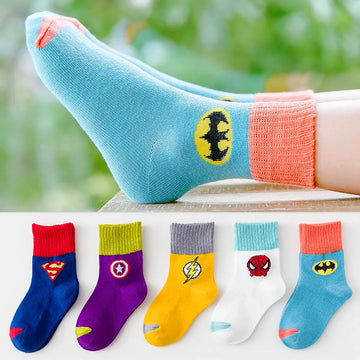 Superhelden-Socken für Kinder (Packung mit 5 Paaren) 