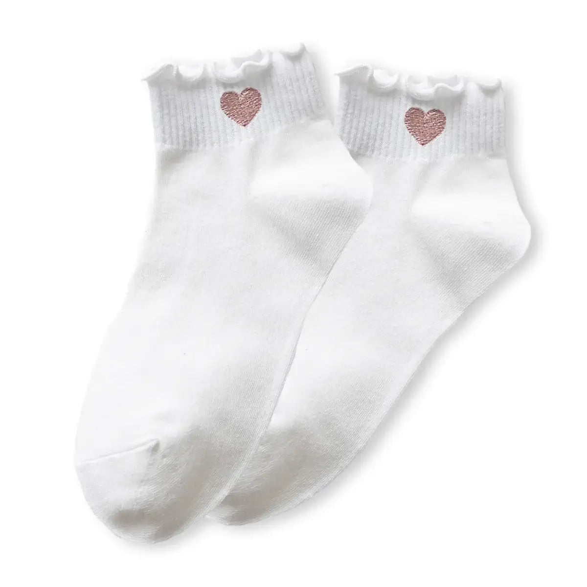 Chaussettes blanches en coton à motif cœur rouge pour femme | Chaussettes élégantes et confortables | Un cadeau parfait pour les femmes | Disponibles en plusieurs couleurs.