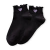 Chaussettes noir dentelle en coton à motif cœur rouge pour femme | Chaussettes élégantes et confortables | Un cadeau parfait pour les femmes | Disponibles en plusieurs couleurs.