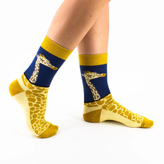 Chaussettes longue en coton à motif girafe pour adultes | Chaussettes douces et confortables | Disponibles en différentes tailles et couleurs | Un cadeau idéal pour les femmes et les hommes de tous âges