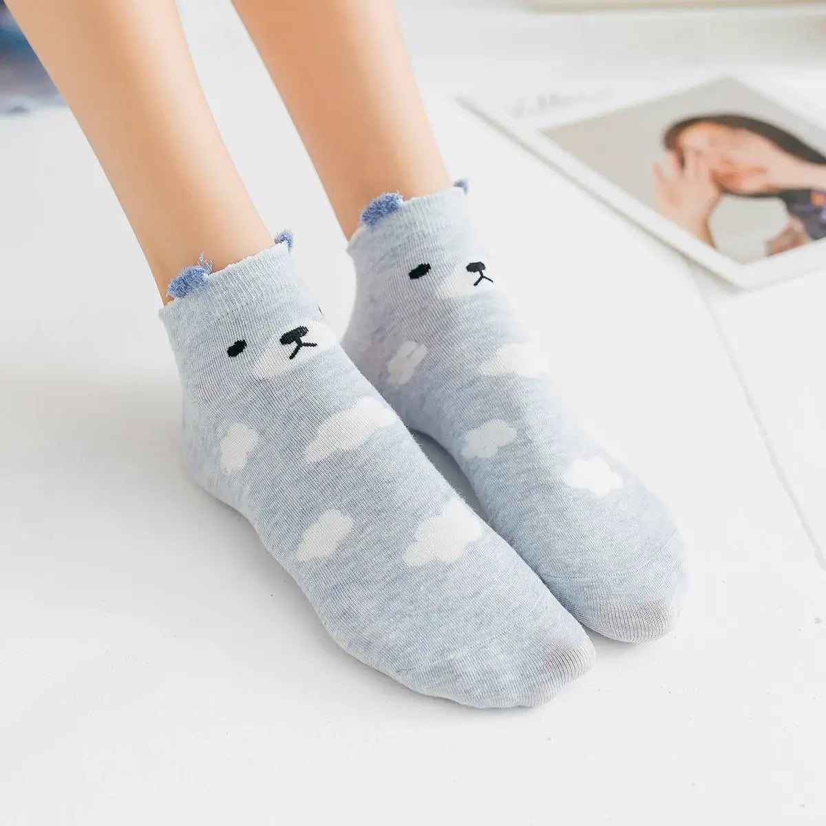 Chaussettes animaux oreilles en relief 