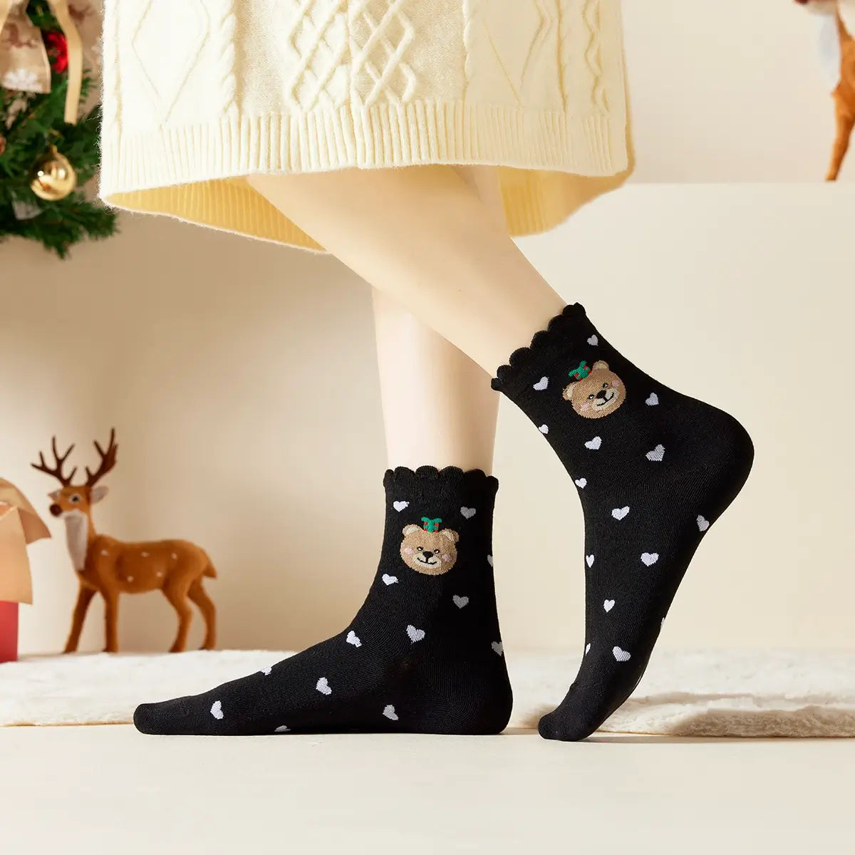 Chaussettes Pour Femme – Ensemble De Deux Paires Ours Noirs