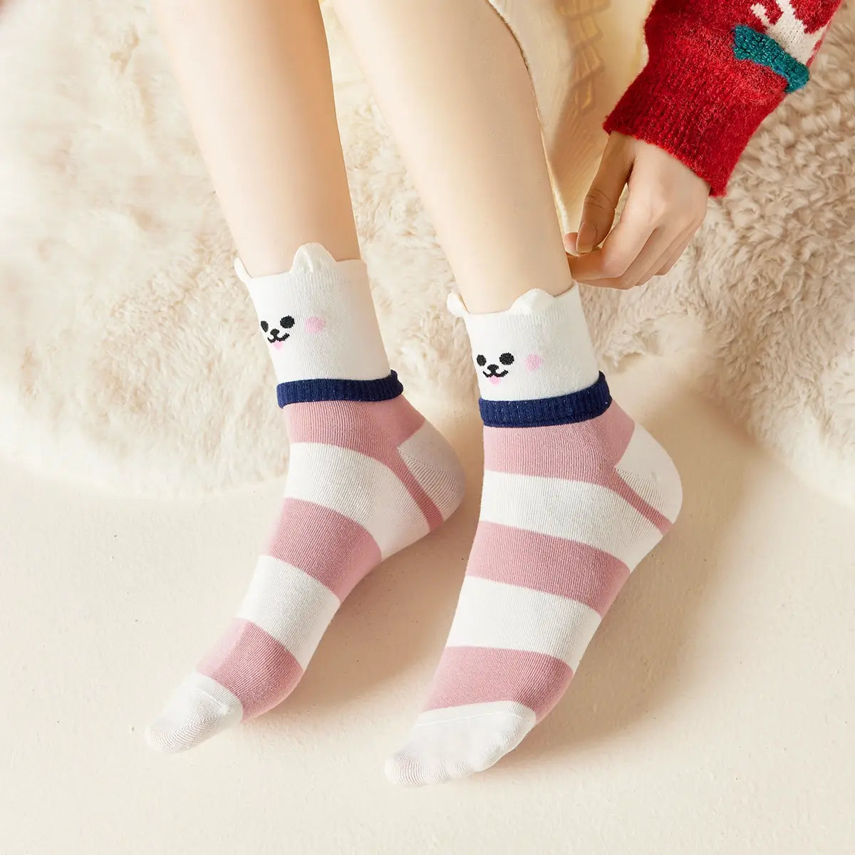 Chaussettes Animaux 3D Tricotées Main - Coton Double Couche - Motif Animaux - Taille Unique (21,8x25,9 Cm) - Pour Femme, Homme, Enfant - 4
