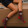Chaussettes Hautes Coeur Léopard
