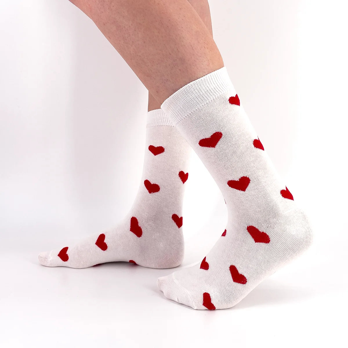 Chaussettes en coton à motif cœur pour femme 