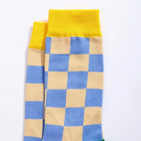 Chaussettes hautes motif damier pour homme