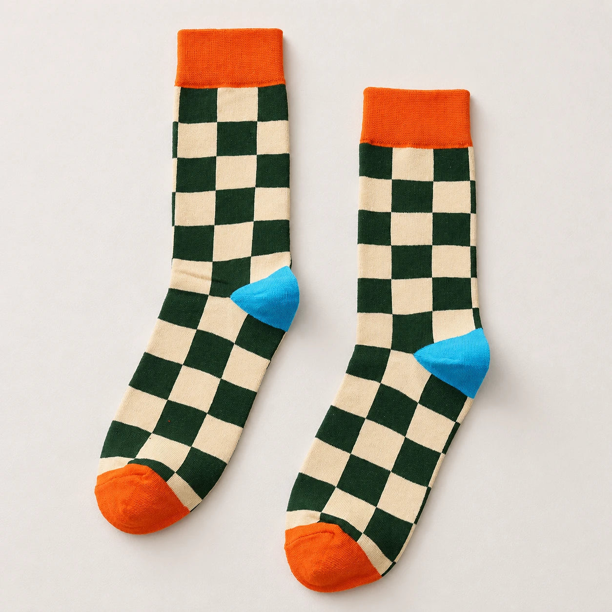 Chaussettes hautes motif damier pour homme