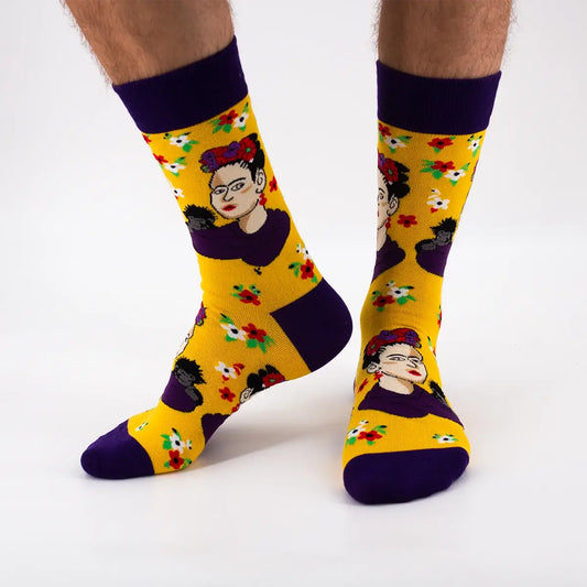 Chaussette haute à l’effigie de Frida Kahlo.
