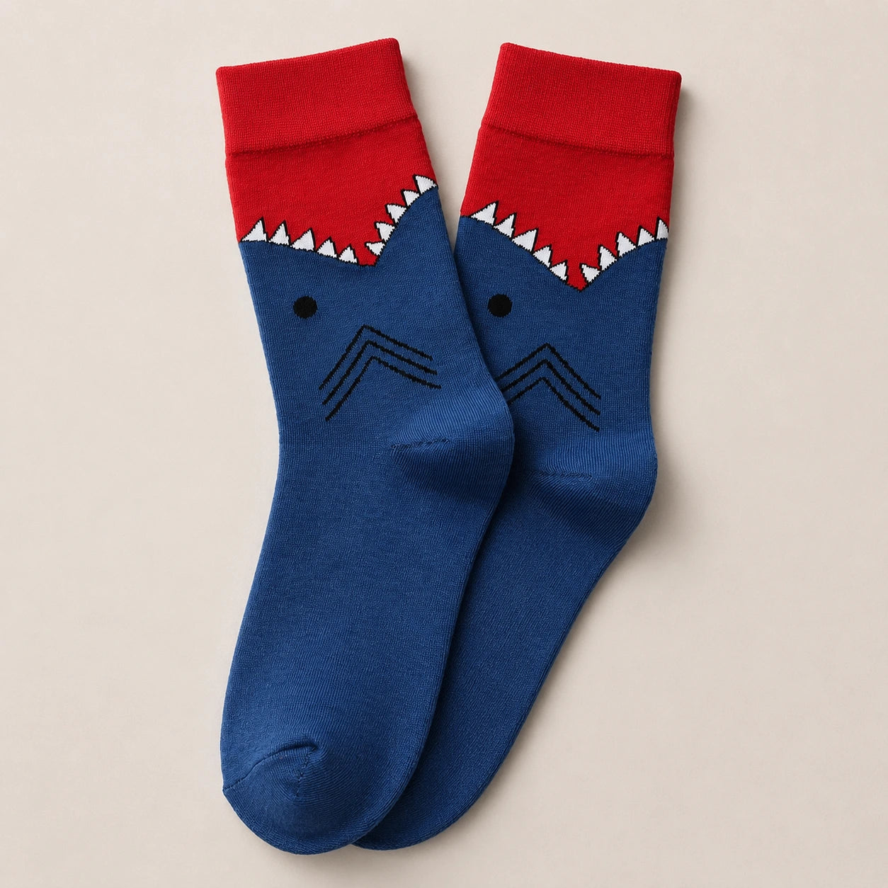 Chaussettes hautes pour homme. Motif mâchoire de crocodile ou de requin. 