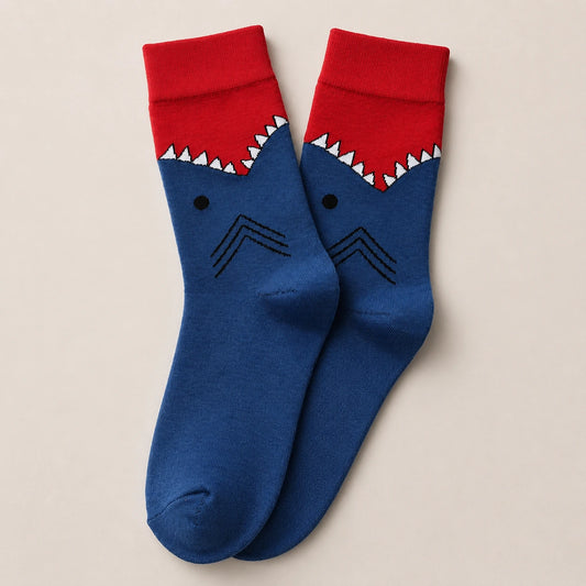 Chaussettes hautes pour homme. Motif mâchoire de crocodile ou de requin. 