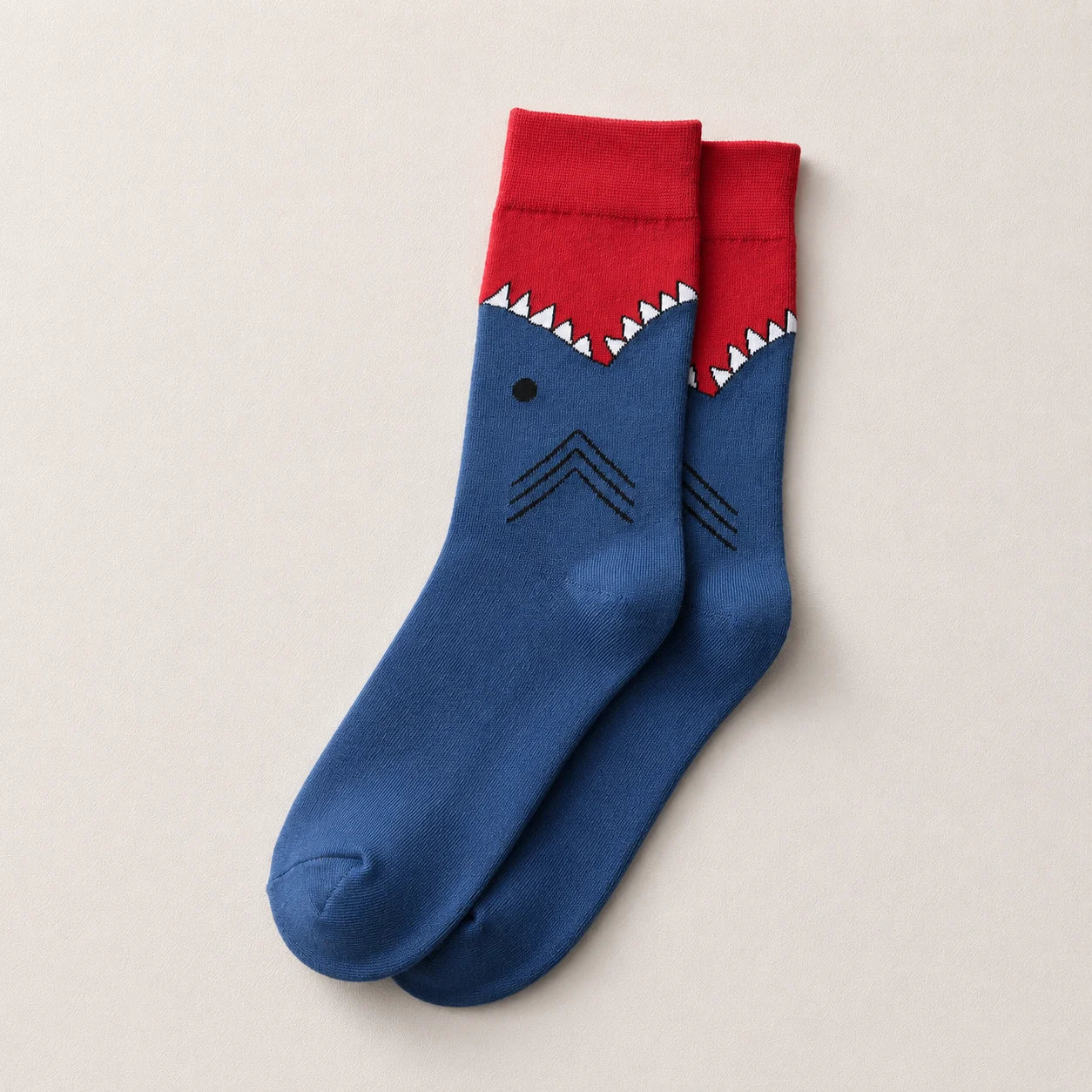 Chaussettes hautes pour homme. Motif mâchoire de crocodile ou de requin. 