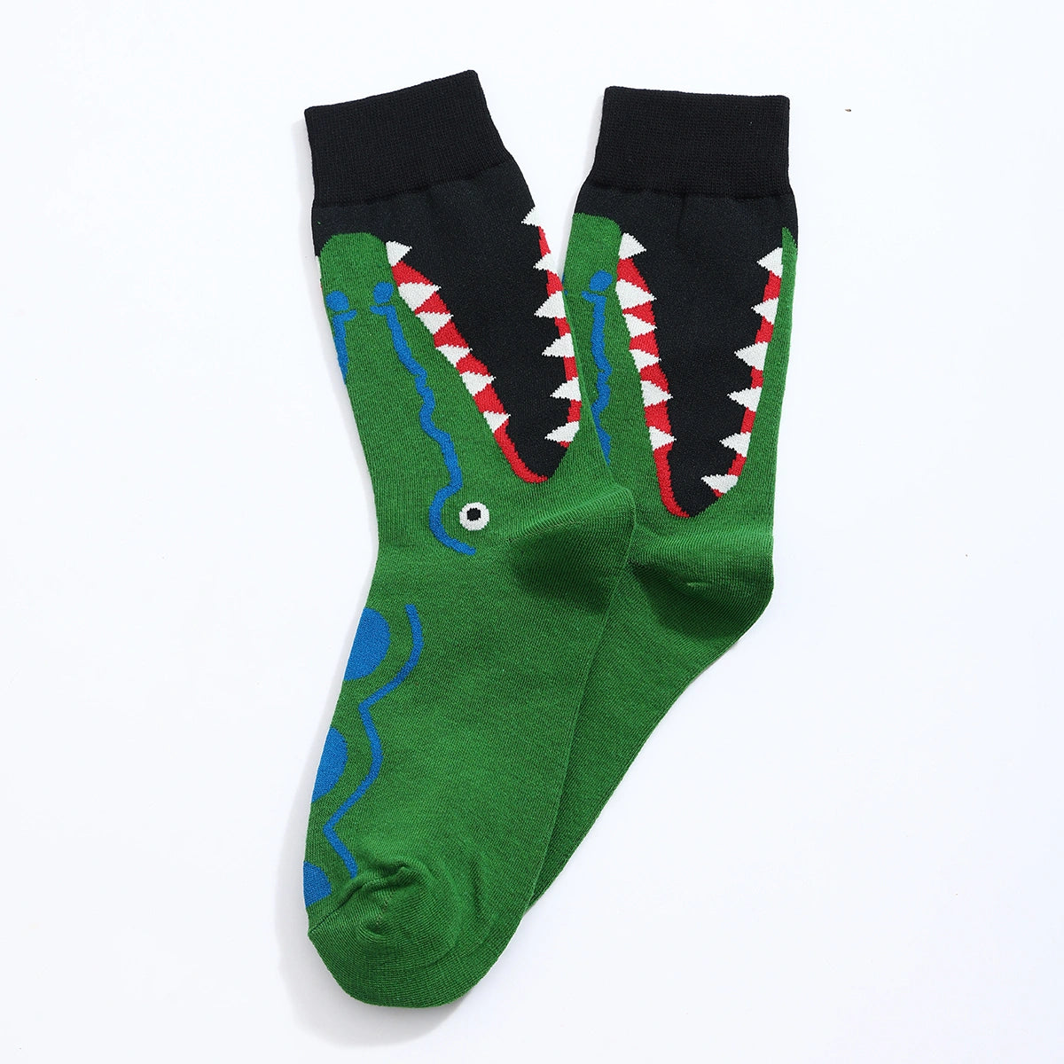 Chaussettes hautes pour homme. Motif mâchoire de crocodile ou de requin. 