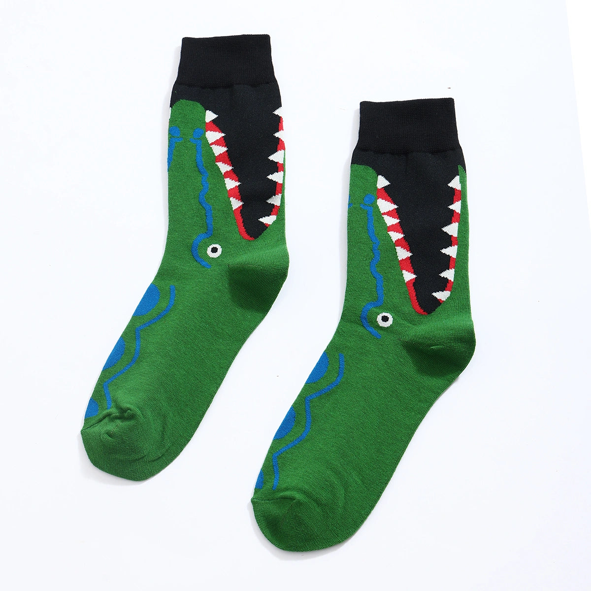 Chaussettes hautes pour homme. Motif mâchoire de crocodile ou de requin. 