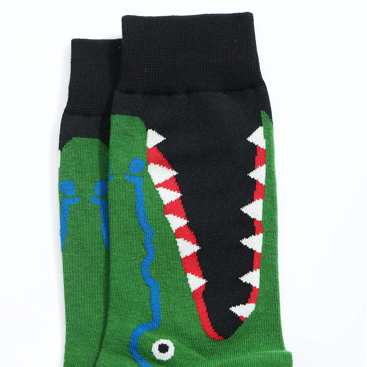 Chaussettes hautes pour homme. Motif mâchoire de crocodile ou de requin. 