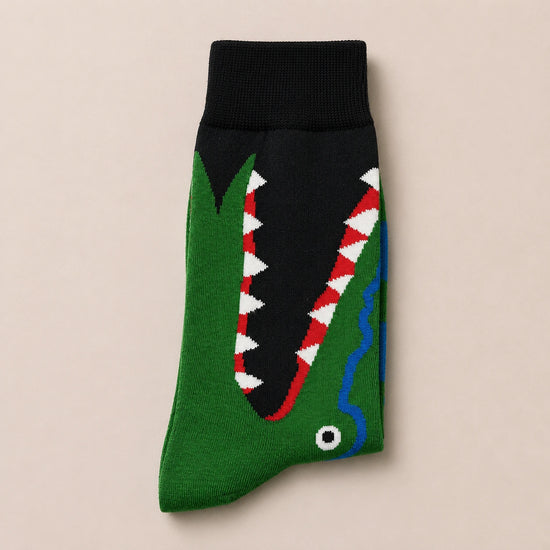 Chaussettes hautes pour homme. Motif mâchoire de crocodile ou de requin. 