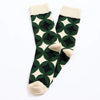 Chaussettes hautes pour homme. Motif rosace vert, noir et blanc. 