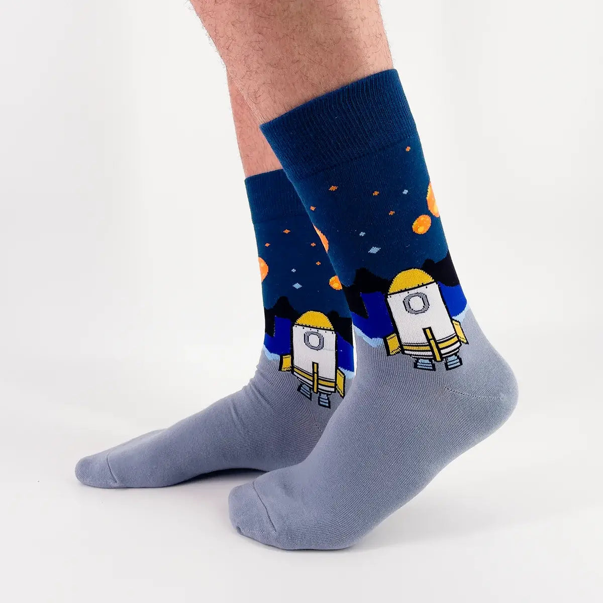 Chaussette haute homme motif espace.