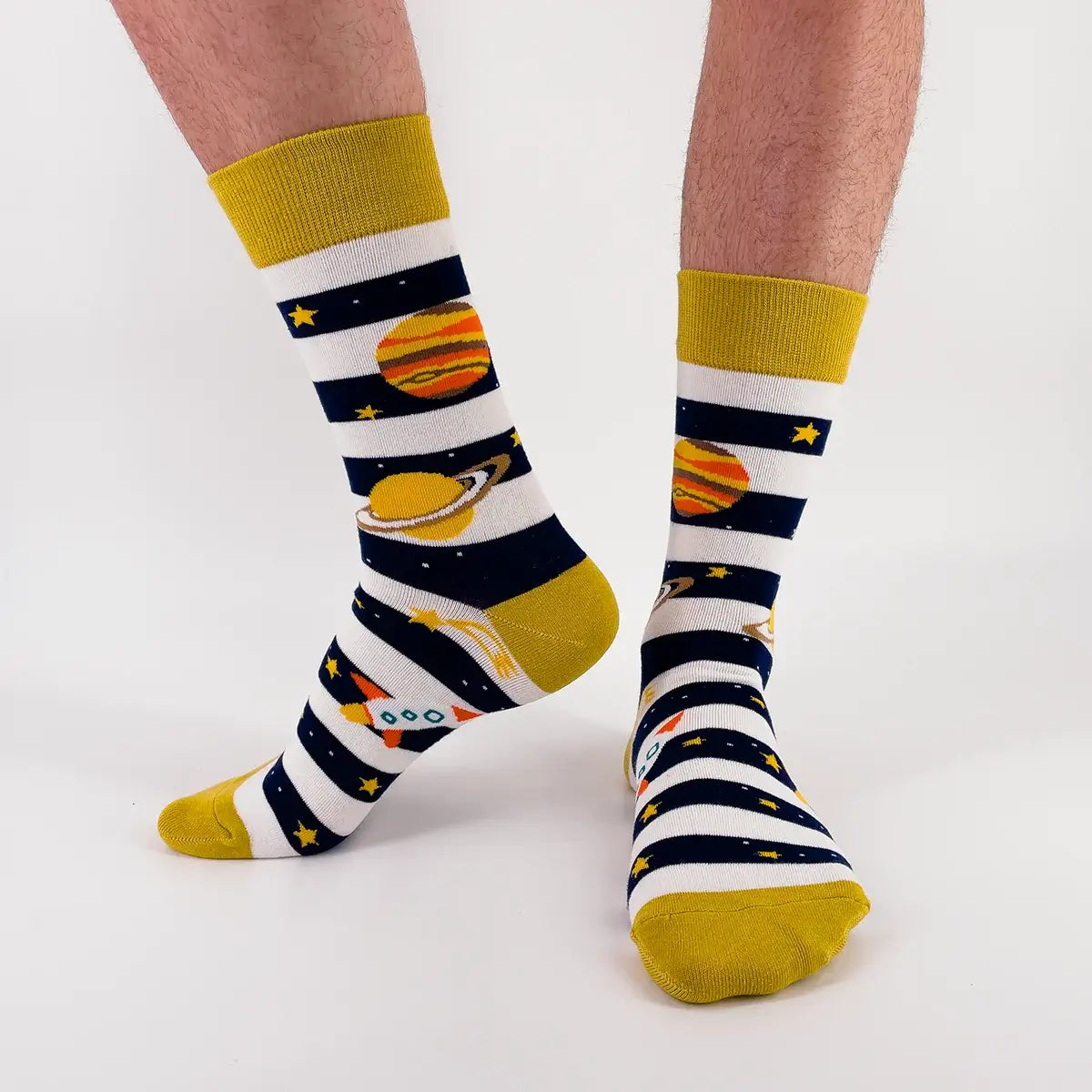 Chaussette haute homme motif espace.