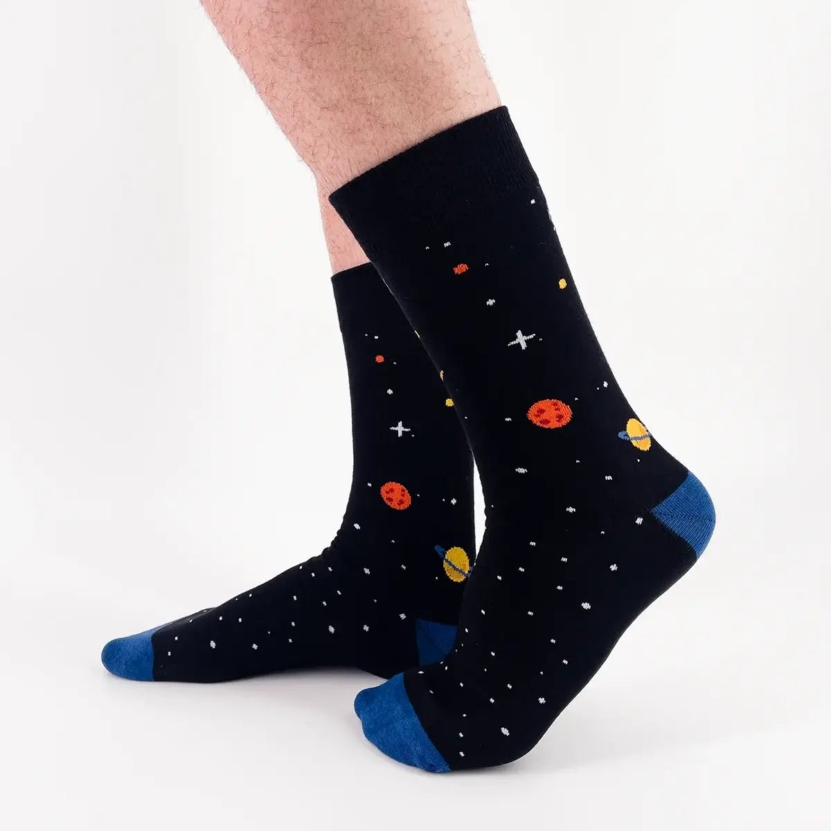 Chaussette haute homme motif espace.
