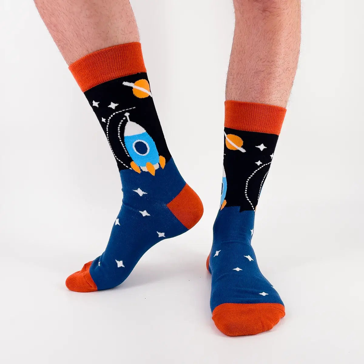 Chaussette haute homme motif espace.