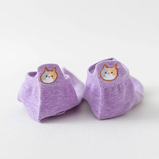 Chaussettes violettes en coton à languette chat pour femme | Chaussettes confortables et élégantes | Idéales pour le quotidien ou les occasions spéciales | Disponibles en plusieurs couleurs et tailles